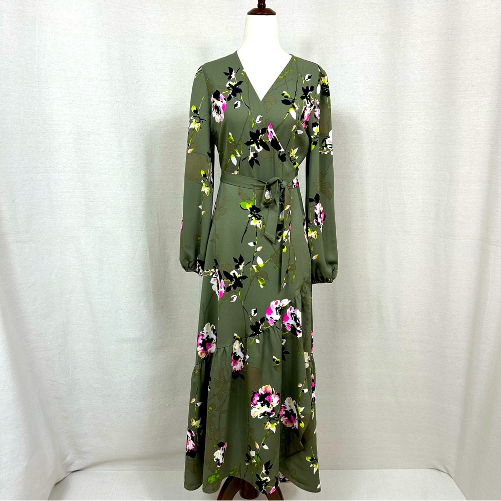 Bar lll Long Sleeve Floral Wrap Dress